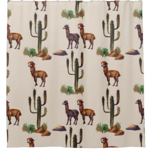 Watercolour llama alpaca wildlife seamless pattern