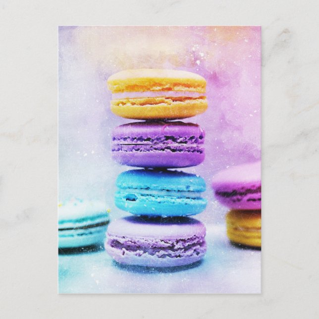 Watercolour Macaroon Food Abstract Postcard (Front)