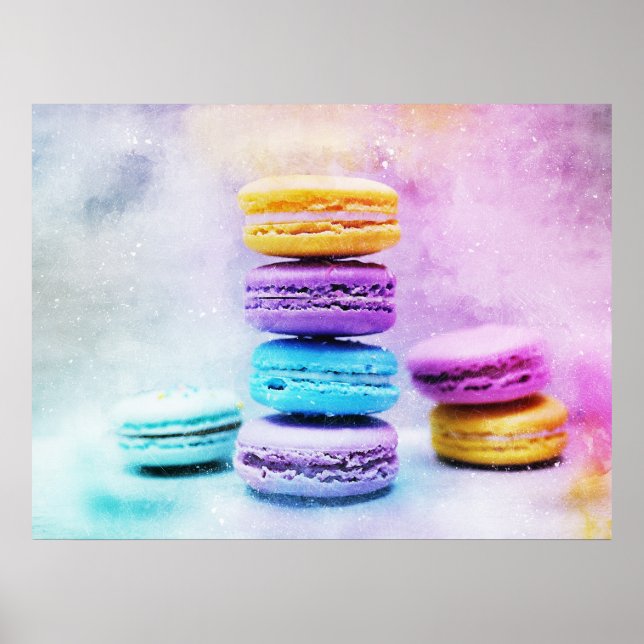 Watercolour Macaroon Macaron Bakery Cake Poster (Front)