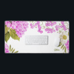 Watercolour Magenta Hydrangeas Floral Personalized Desk Mat<br><div class="desc">Add a floral accent to your workspace with this watercolor desk mat. It features watercolor white anemone,  magenta hydrangea and baby's breath. Personalize by adding your details. This hydrangea desk mat is perfect as a gift.</div>