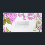 Watercolour Magenta Hydrangeas Floral Personalized Desk Mat<br><div class="desc">Add a floral accent to your workspace with this watercolor desk mat. It features watercolor white anemone,  magenta hydrangea and baby's breath. Personalize by adding your details. This hydrangea desk mat is perfect as a gift.</div>