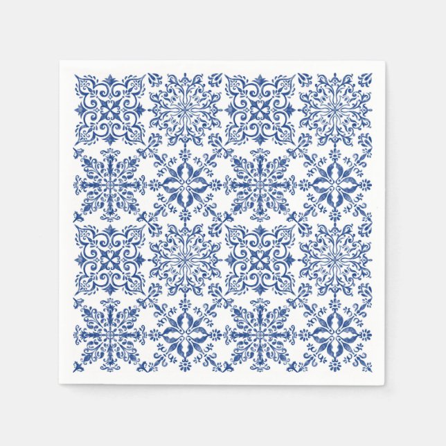 Watercolour Mandala Azure Hard plastic coaster Napkin (Front)