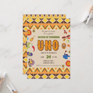 Watercolour Mexican theme first birthday  Invitation
