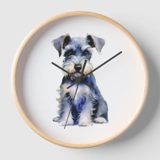 Watercolour Miniature Schnauzer Clock