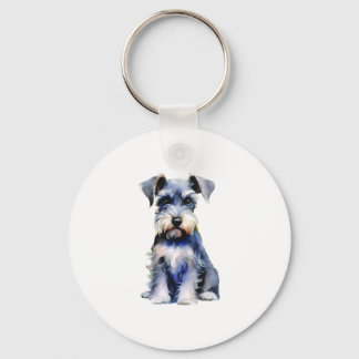 Watercolour Miniature Schnauzer Keychain