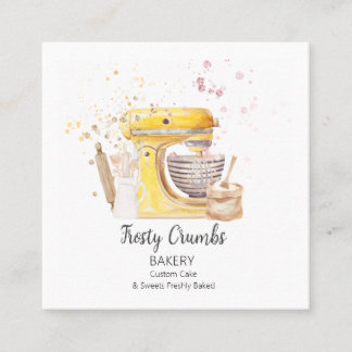 Watercolour Mixer Bakery Pastry Sweets Cake  Square Business Card