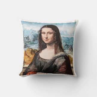 Watercolour Mona Lisa T-Shirt - Soft Esthetic Art Throw Pillow