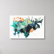 Watercolour Moose Canvas Print