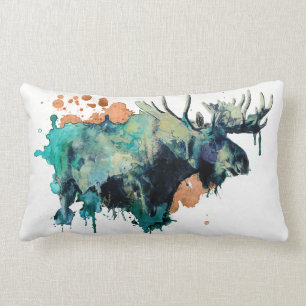 Watercolour Moose Pillowb Lumbar Pillow