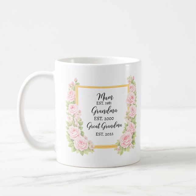 Watercolour Mug Gift for Granny, Personalized gift (Left)