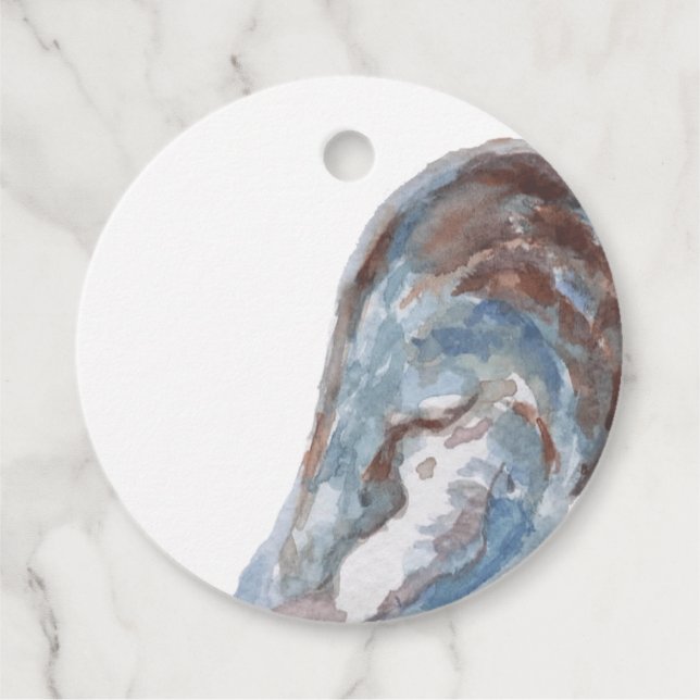 Watercolour Mussel Shell Favor Tag (Front)
