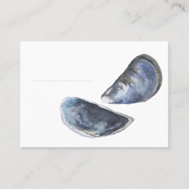 Watercolour Mussel Shell Place Card  (Front)