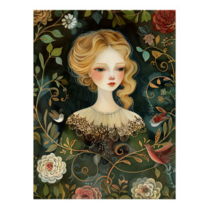 Watercolour Mysterious Maiden  Poster