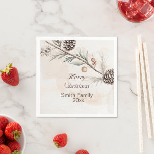 Watercolour Neutral colour Christmas tree Napkin