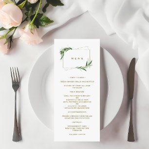 Watercolour Olive Leaves Gold Baptism Menu