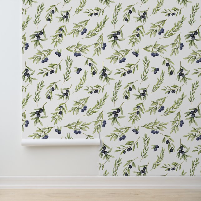 Watercolour Olive Pattern  Wallpaper (Application)