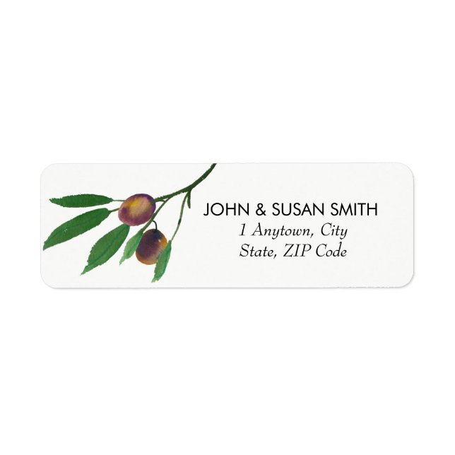 watercolour olives branch return address labels (Front)