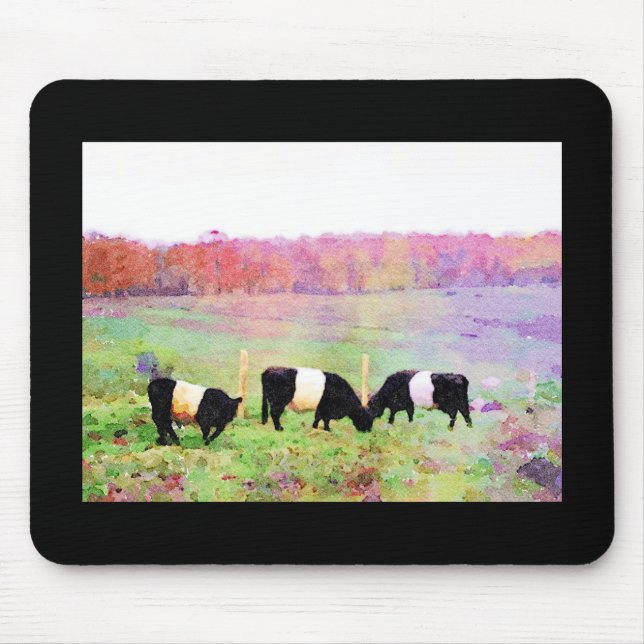 Watercolour painting of 3 Belties in the Autumn Mouse Pad (Front)