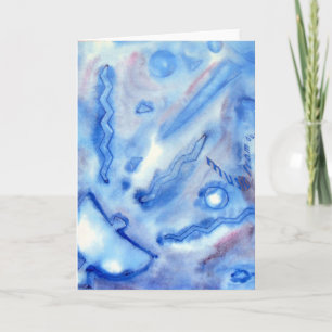 Watercolour painting planets satellite card