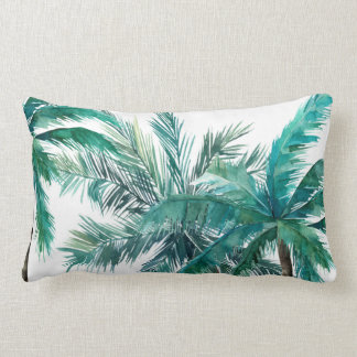 watercolour palm tree lumbar pillow