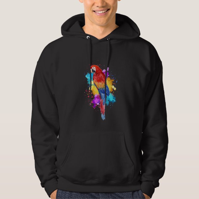 Watercolour Parrot Bird Painting Graphic Hoodie (Front)
