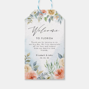 Watercolour Peach Cream Floral Wedding Welcome Bag Gift Tags