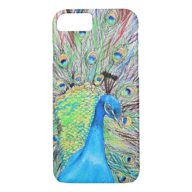 Watercolour Peacock Painting Case-Mate iPhone Case (Back)