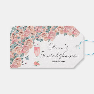 Watercolour petals & prosecco summer bridal shower gift tags