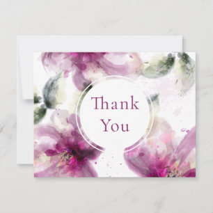 Watercolour Pink Lily Floral Business Thank You Card