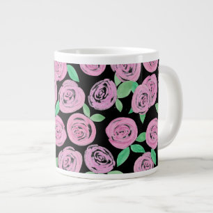 Watercolour , pink roses large coffee mug