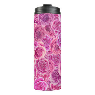 Watercolour Pink Violet Roses Floral Pattern  Thermal Tumbler