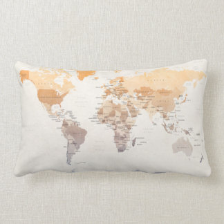 Map Of The World Throw Pillow Watercolour Political Map of the World Throw Pillows