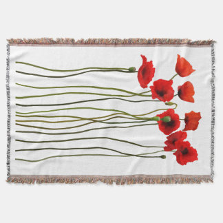 Watercolour poppies throw blanket