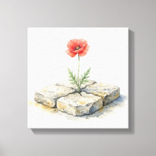 Watercolour Poppy Wherever Life Plants You  Canvas Print
