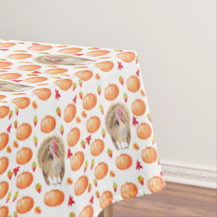 Watercolour Pumpkin Turkey Pattern Thanksgiving Tablecloth