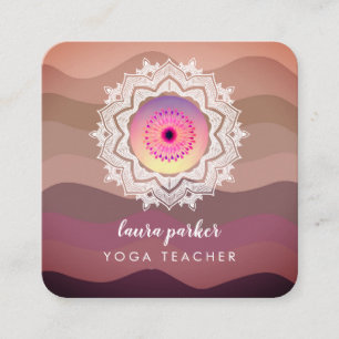 Watercolour Purple Mandala Meditation Yoga Boho Square Business Card
