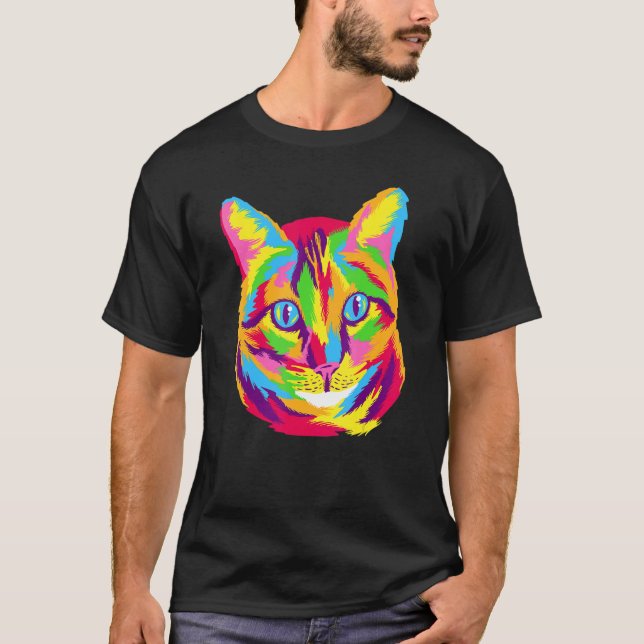 Watercolour rainbow colours  owners cats T-Shirt (Front)