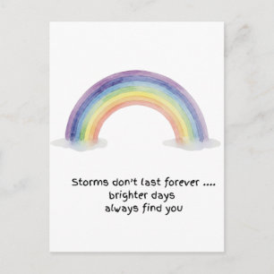 Watercolour Rainbow Storms Don't Last Postcard