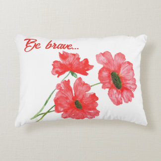 Watercolour Red poppy wildflowers bouquet Accent Pillow