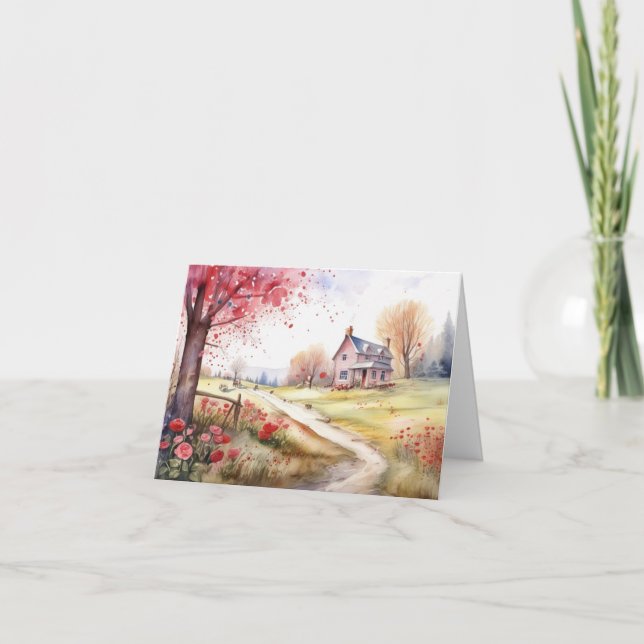 Watercolour Romantic  Card (Front)