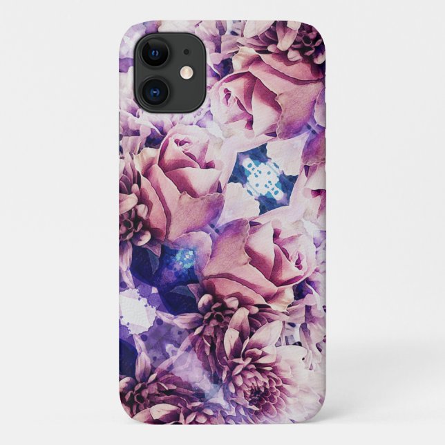 Watercolour Rose Chrysanthemum iPhone 11 Case (Back)