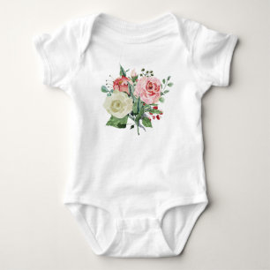 Watercolour roses, floral baby bodysuit