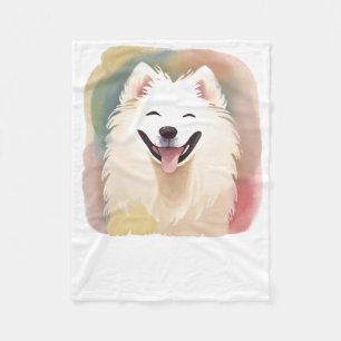 Watercolour Samoyed Dog Sticker1  Fleece Blanket