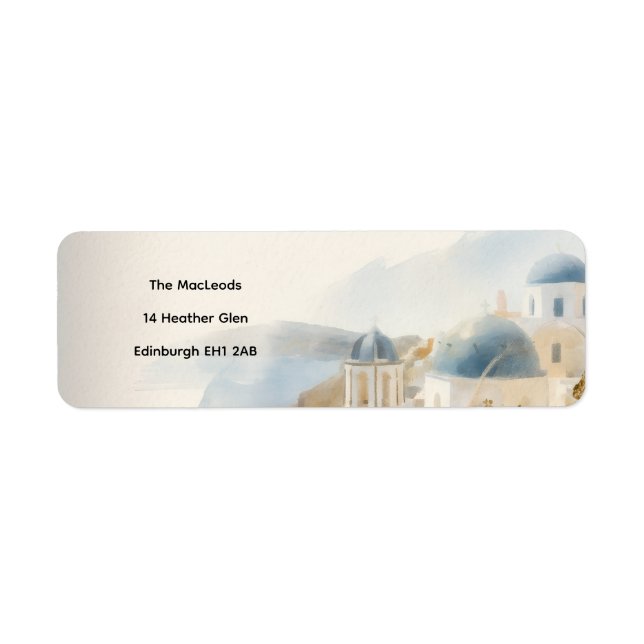 Watercolour Santorini Return Address Label (Front)