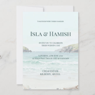 Watercolour Scottish Highland Loch Wedding Invitat Invitation