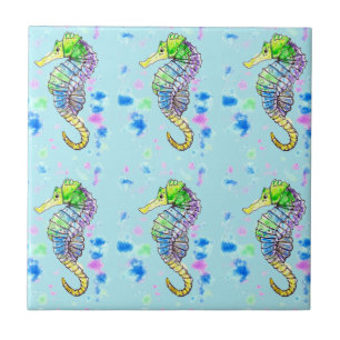 Watercolour Seahorse Tile