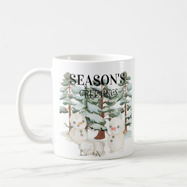 Watercolour Snowmen Scene  Coffee Mug (Left)