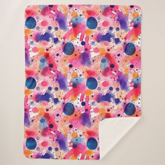 Watercolour Splashes Sherpa Blanket (Front)