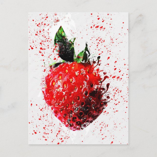 Watercolour Strawberry Fruit Food Texture Postcard (Front)
