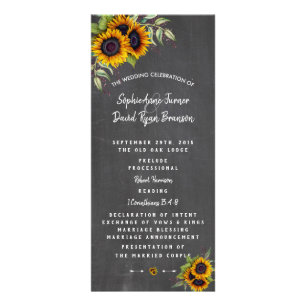 Watercolour Sunflowers Chalkboard Wedding Program